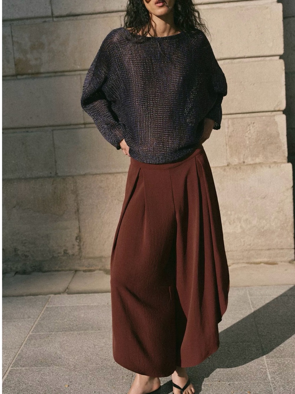 Zara Flowy Pants With Vents (XS)